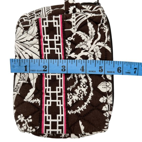 Vera Bradley Imperial Toile Cosmetic Bag Plastic Lining Brown White Pink Floral - Picture 8 of 8